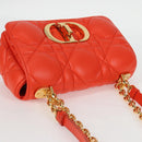Christian Dior CARO Calo Microcannage Shoulder Bag Leather Orange Auth 121261SAM-6