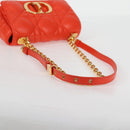 Christian Dior CARO Calo Microcannage Shoulder Bag Leather Orange Auth 121261SAM-7