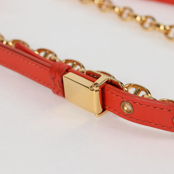 Christian Dior CARO Calo Microcannage Shoulder Bag Leather Orange Auth 121261M