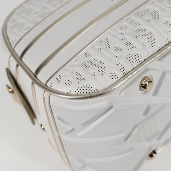 Christian Dior Medium Classic Bowling Bag Bag Leather White Gold Auth 121262M