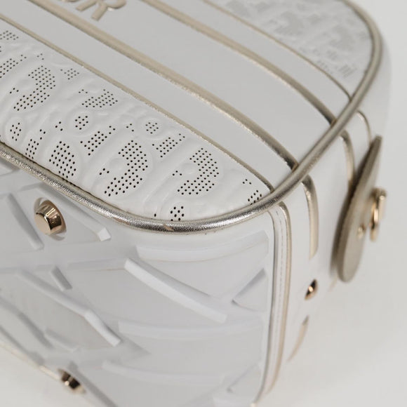 Christian Dior Medium Classic Bowling Bag Bag Leather White Gold Auth 121262SAM