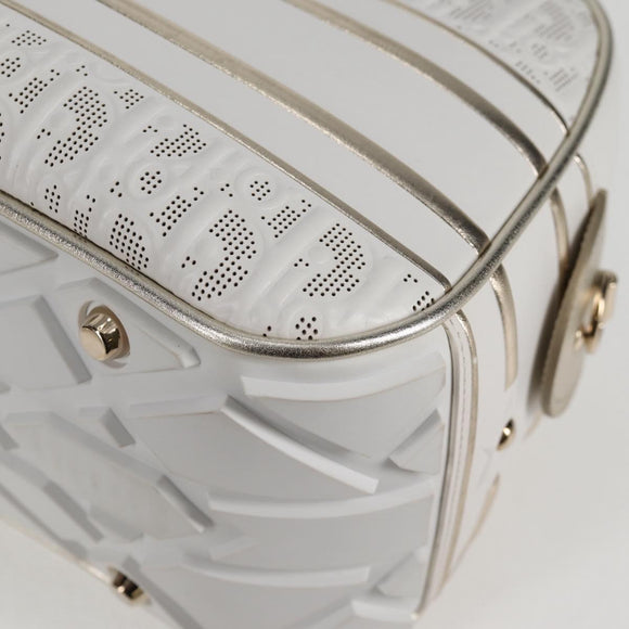 Christian Dior Medium Classic Bowling Bag Bag Leather White Gold Auth 121262SAM