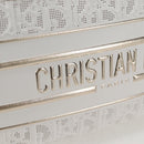 Christian Dior Medium Classic Bowling Bag Bag Leather White Gold Auth 121262SAM-17