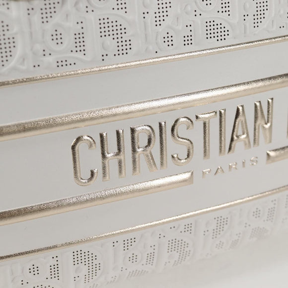 Christian Dior Medium Classic Bowling Bag Bag Leather White Gold Auth 121262M