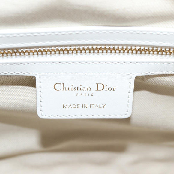 Christian Dior Medium Classic Bowling Bag Bag Leather White Gold Auth 121262SAM