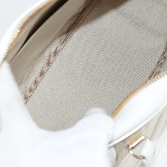 Christian Dior Medium Classic Bowling Bag Bag Leather White Gold Auth 121262SAM