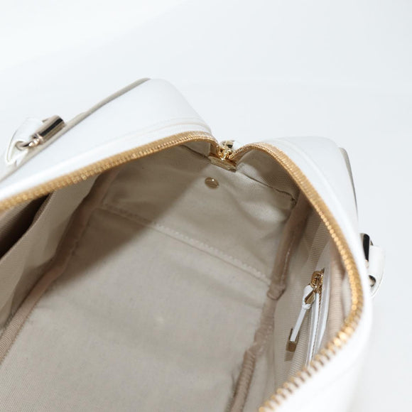 Christian Dior Medium Classic Bowling Bag Bag Leather White Gold Auth 121262SAM