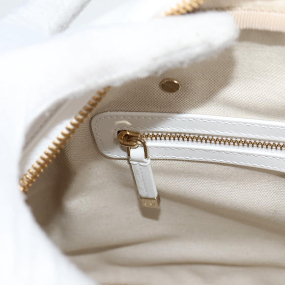 Christian Dior Medium Classic Bowling Bag Bag Leather White Gold Auth 121262SAM