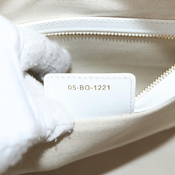 Christian Dior Medium Classic Bowling Bag Bag Leather White Gold Auth 121262M