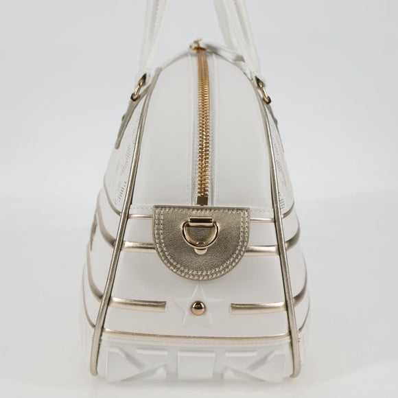 Christian Dior Medium Classic Bowling Bag Bag Leather White Gold Auth 121262SAM