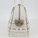 Christian Dior Medium Classic Bowling Bag Bag Leather White Gold Auth 121262M-3