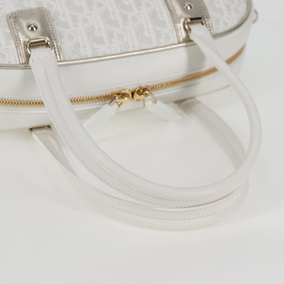Christian Dior Medium Classic Bowling Bag Bag Leather White Gold Auth 121262SAM