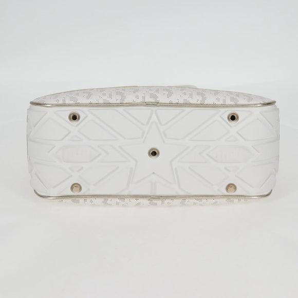 Christian Dior Medium Classic Bowling Bag Bag Leather White Gold Auth 121262M