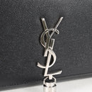 SAINT LAURENT Chain Shoulder Bag Leather Black Silver Auth 121273M-19