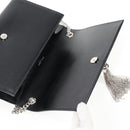 SAINT LAURENT Chain Shoulder Bag Leather Black Silver Auth 121273M-21