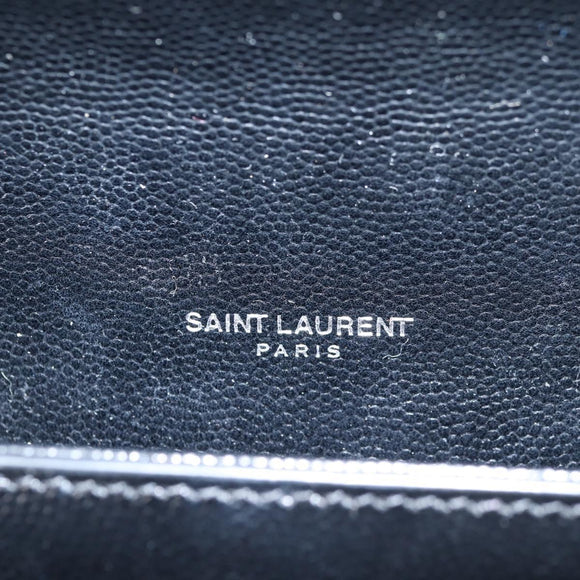 SAINT LAURENT Chain Shoulder Bag Leather Black Silver Auth 121273M