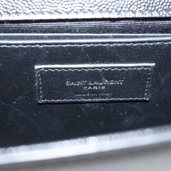 SAINT LAURENT Chain Shoulder Bag Leather Black Silver Auth 121273M