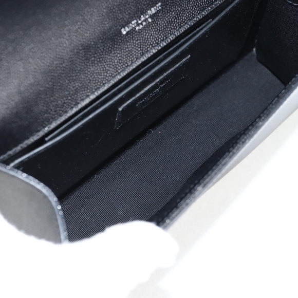 SAINT LAURENT Chain Shoulder Bag Leather Black Silver Auth 121273M