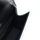 SAINT LAURENT Chain Shoulder Bag Leather Black Silver Auth 121273M-24