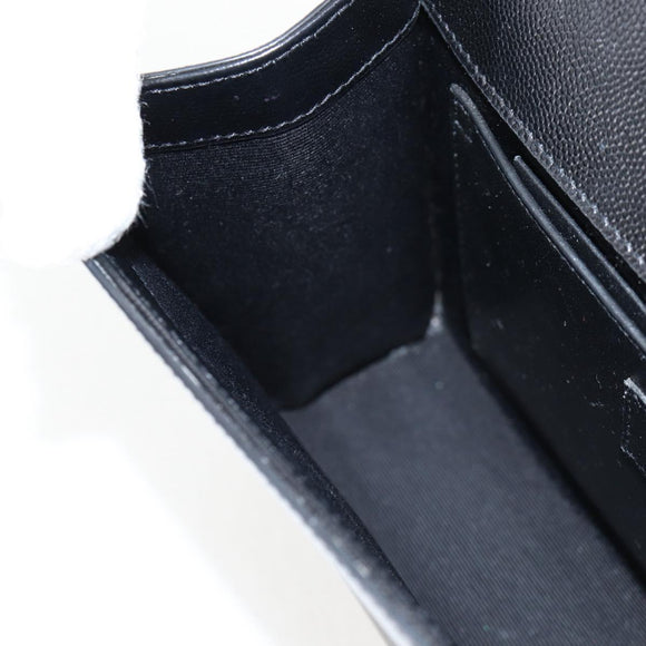 SAINT LAURENT Chain Shoulder Bag Leather Black Silver Auth 121273M