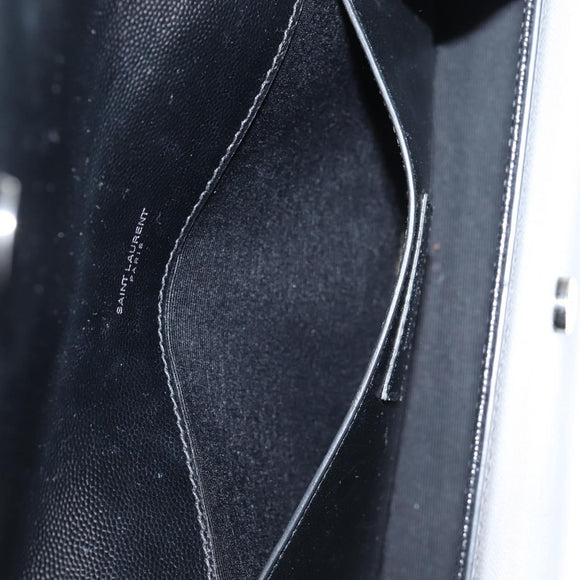 SAINT LAURENT Chain Shoulder Bag Leather Black Silver Auth 121273M