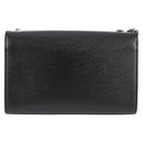 SAINT LAURENT Chain Shoulder Bag Leather Black Silver Auth 121273M-2