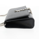 SAINT LAURENT Chain Shoulder Bag Leather Black Silver Auth 121273M-3