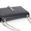 SAINT LAURENT Chain Shoulder Bag Leather Black Silver Auth 121273M-6