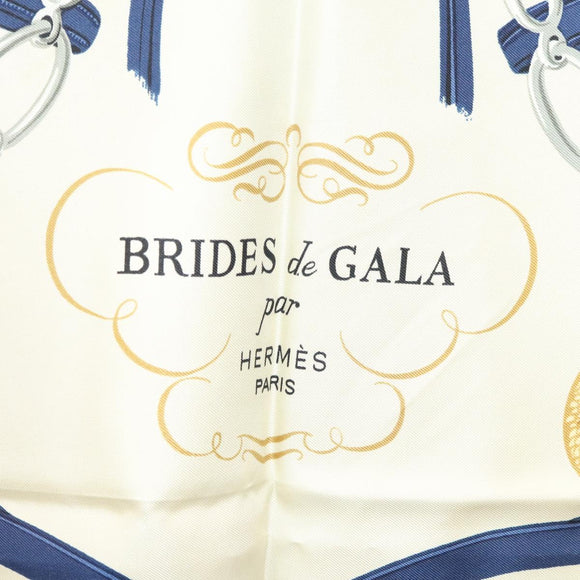 HERMES Carre 90 Scarf ""BRIDES de GALA"" Silk Blue Auth 121275
