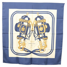 HERMES Carre 90 Scarf ""BRIDES de GALA"" Silk Blue Auth 121275