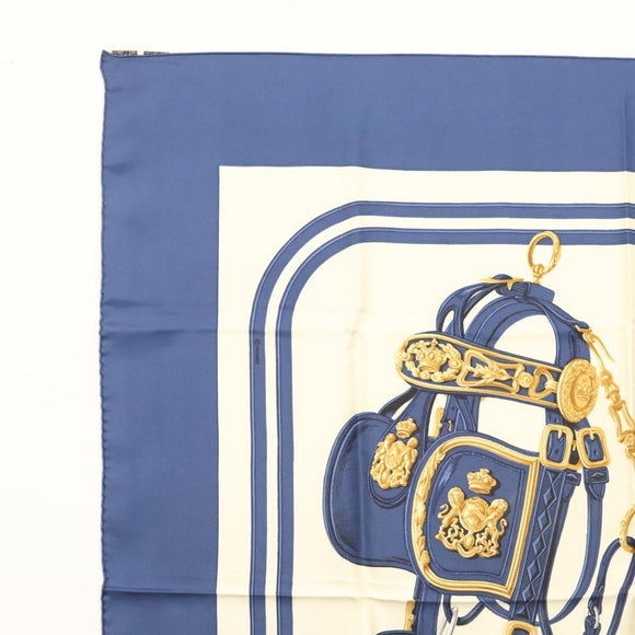HERMES Carre 90 Scarf ""BRIDES de GALA"" Silk Blue Auth 121275
