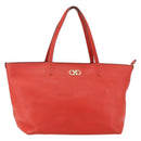 Salvatore Ferragamo Tote Bag Leather Red Gold Auth 121300-1