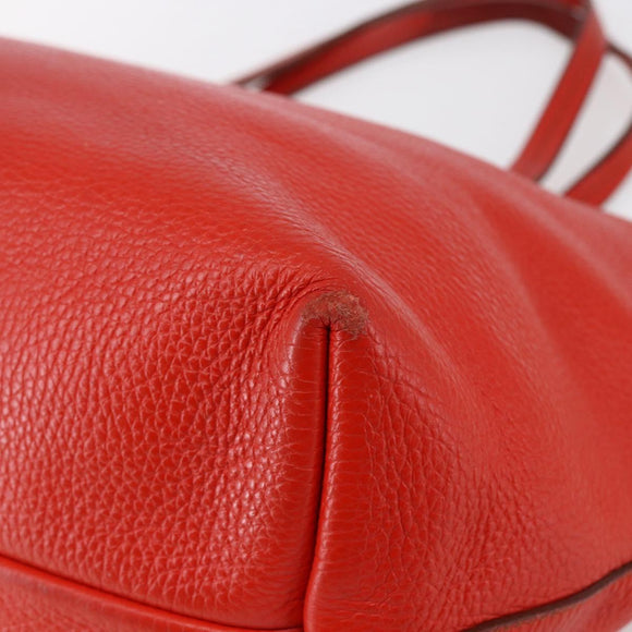 Salvatore Ferragamo Tote Bag Leather Red Gold Auth 121300