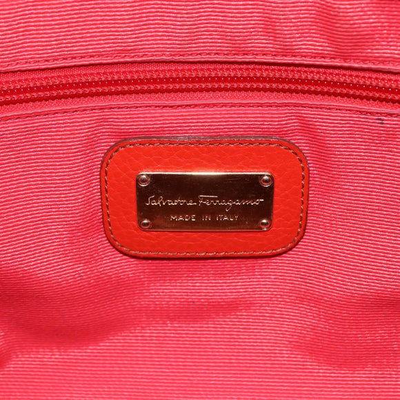 Salvatore Ferragamo Tote Bag Leather Red Gold Auth 121300