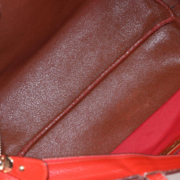 Salvatore Ferragamo Tote Bag Leather Red Gold Auth 121300