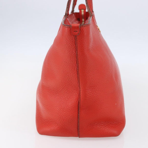 Salvatore Ferragamo Tote Bag Leather Red Gold Auth 121300