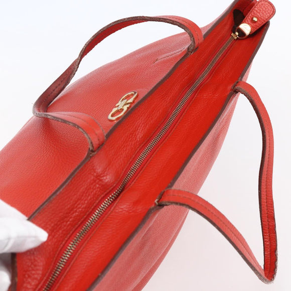 Salvatore Ferragamo Tote Bag Leather Red Gold Auth 121300