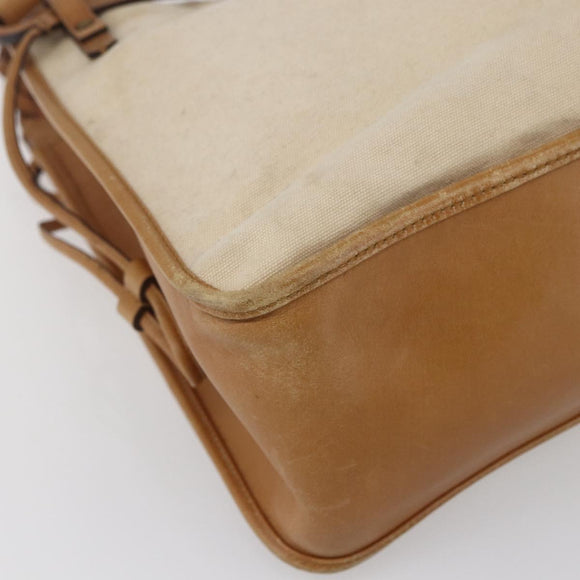 GUCCI Shoulder Bag Canvas Leather Beige Brown 109133 Auth 121302