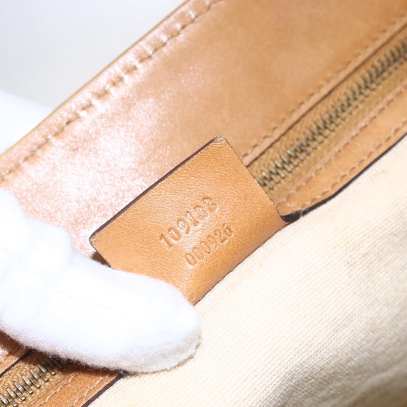 GUCCI Shoulder Bag Canvas Leather Beige Brown 109133 Auth 121302
