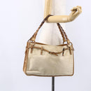 GUCCI Shoulder Bag Canvas Leather Beige Brown 109133 Auth 121302-21