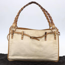 GUCCI Shoulder Bag Canvas Leather Beige Brown 109133 Auth 121302-22