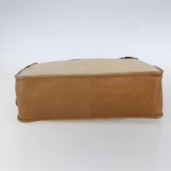 GUCCI Shoulder Bag Canvas Leather Beige Brown 109133 Auth 121302