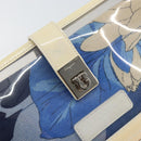 Salvatore Ferragamo Shoulder Bag Enamel Cream Blue Auth 121303-10