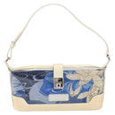 Salvatore Ferragamo Shoulder Bag Enamel Cream Blue Auth 121303-13