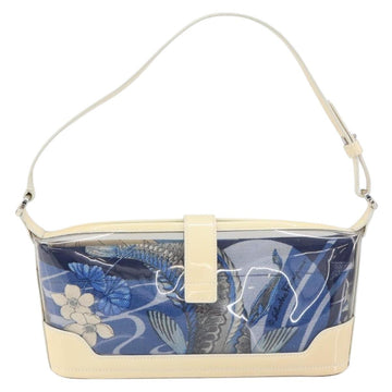 Salvatore Ferragamo Shoulder Bag Enamel Cream Blue Auth 121303 - 0