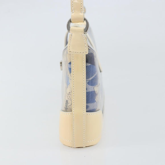 Salvatore Ferragamo Shoulder Bag Enamel Cream Blue Auth 121303