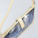 Salvatore Ferragamo Shoulder Bag Enamel Cream Blue Auth 121303-6