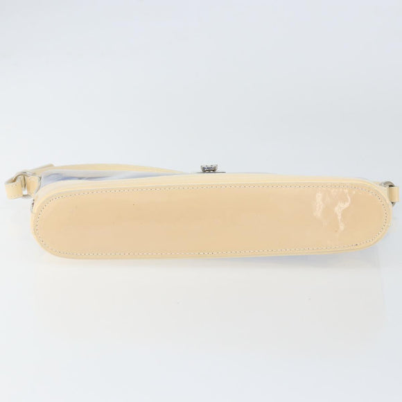 Salvatore Ferragamo Shoulder Bag Enamel Cream Blue Auth 121303