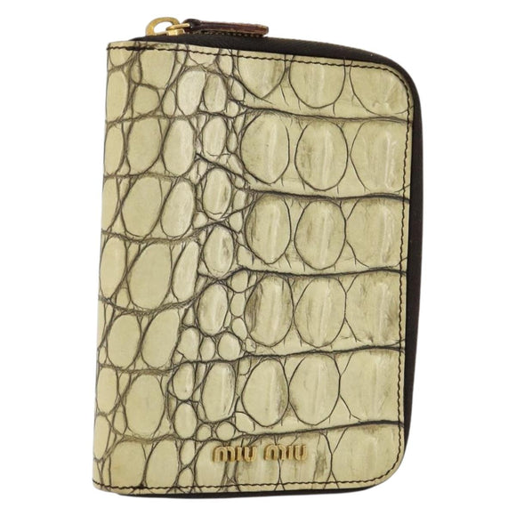 Miu Miu Day Planner Cover Leather Embossed Cream Auth 121305