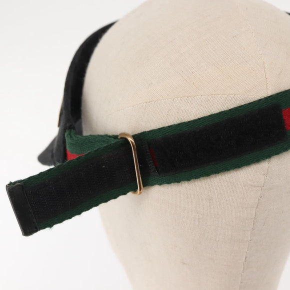 GUCCI GG Canvas Web Sherry Line Sun Visor S Black Red Auth 121306